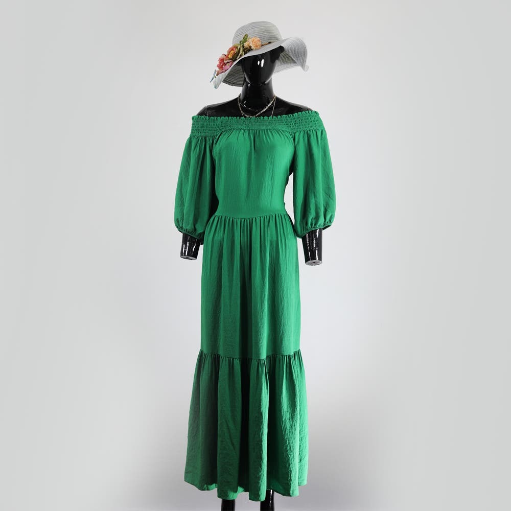 Green Off-Shoulder F&F Bohemian Maxi Dress Summer